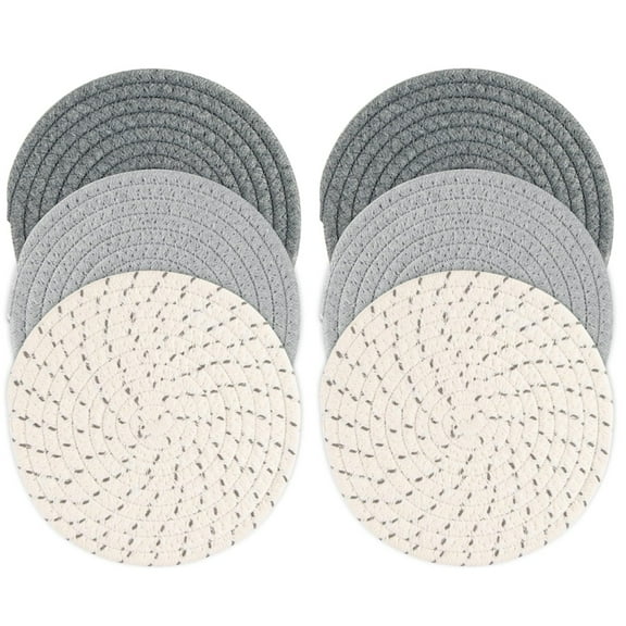 HYG Trivets for Hot Dishes,6 Pcs Hot Pads for Kitchen,Cotton Thread Weave Heat Resistant Mat,Hot Mats,Hot Coasters,for Bakingand Cooking, Diameter,7 inches,3 Colors