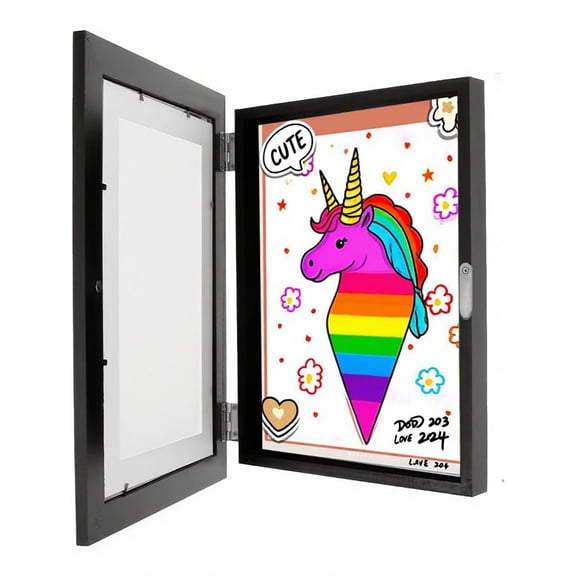 HYG Wooden Art Picture Frame 1 Pcs Rectangle Photo Display Frame 13 × 9.5 inch Front Opening Oil Painting Frame Artwork Storage Box for Drawing and Crafting,Home Offcie Decor (Black)