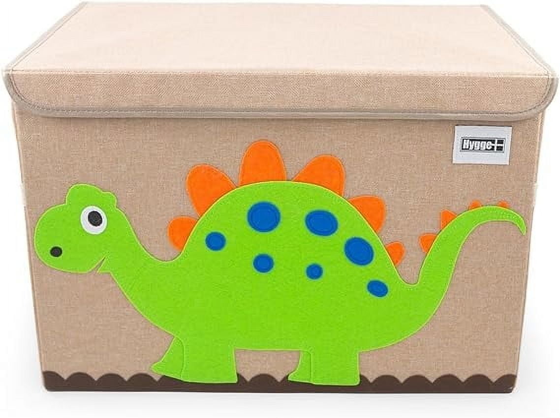 HYGGE + Animial Toy Storage Bin with Lid 20.8" x 13" x 13" Durable fabric & lightweight design. Great for storing toys, books, linens, games, clothing, baby products & more! (Dinosaur)
