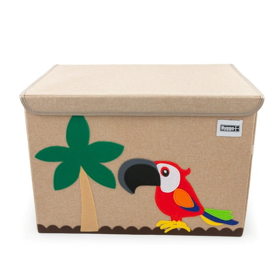 HYGGE + Animial Toy Storage Bin with Lid 20.8" x 13" x 13" Durable fabric & lightweight design. Great for storing toys, books, linens, games, clothing, baby products & more! (Bird)
