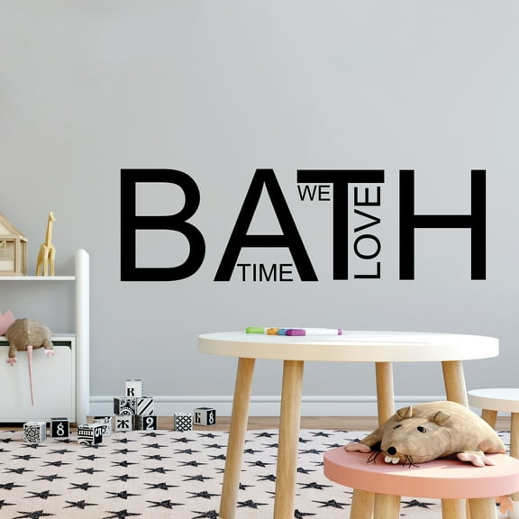 HYGIENE - Kids Bedroom Home Lettering Art Quotes Décor We Love Bath Time Design Vinyl Adhesive Home Wall Decal Sticker 20" x 6"