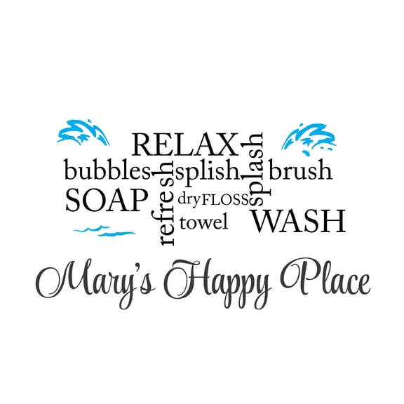 HYGIENE - Vinyl Home Art Hygiene Products Keeping Clean Words Décor Water Splash Design Removable Kids Bedroom Bathroom Personalized Name Wall Decal Sticker 10" x 6"