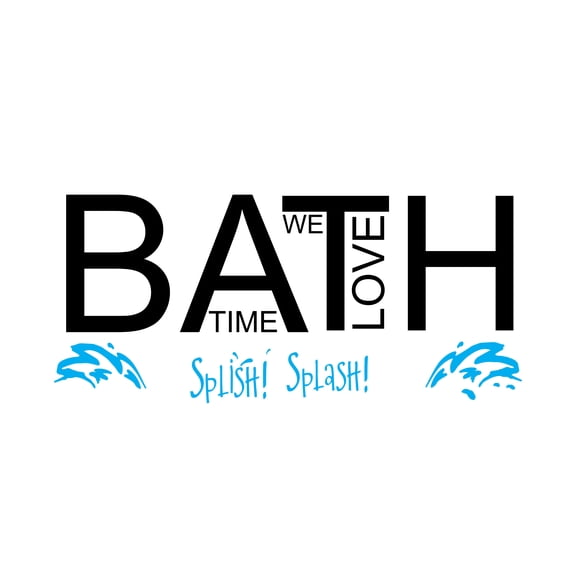 HYGIENE - We Love Bath Time Quotes Home Bathroom Decoration Sticker Splish Splash Lettering Art Design Vinyl Bedroom Wall Decal 30" x 12"