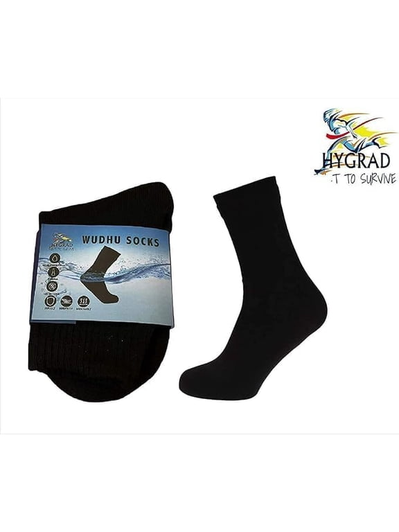 100% Waterproof Outdoor Socks Insulated Thermal Winter Outdoor Activity And Wudhu Socks, Wipe Over Ablution Sharia Compliant (US, Alpha, Large, Regular, Tall, Standard, Black)