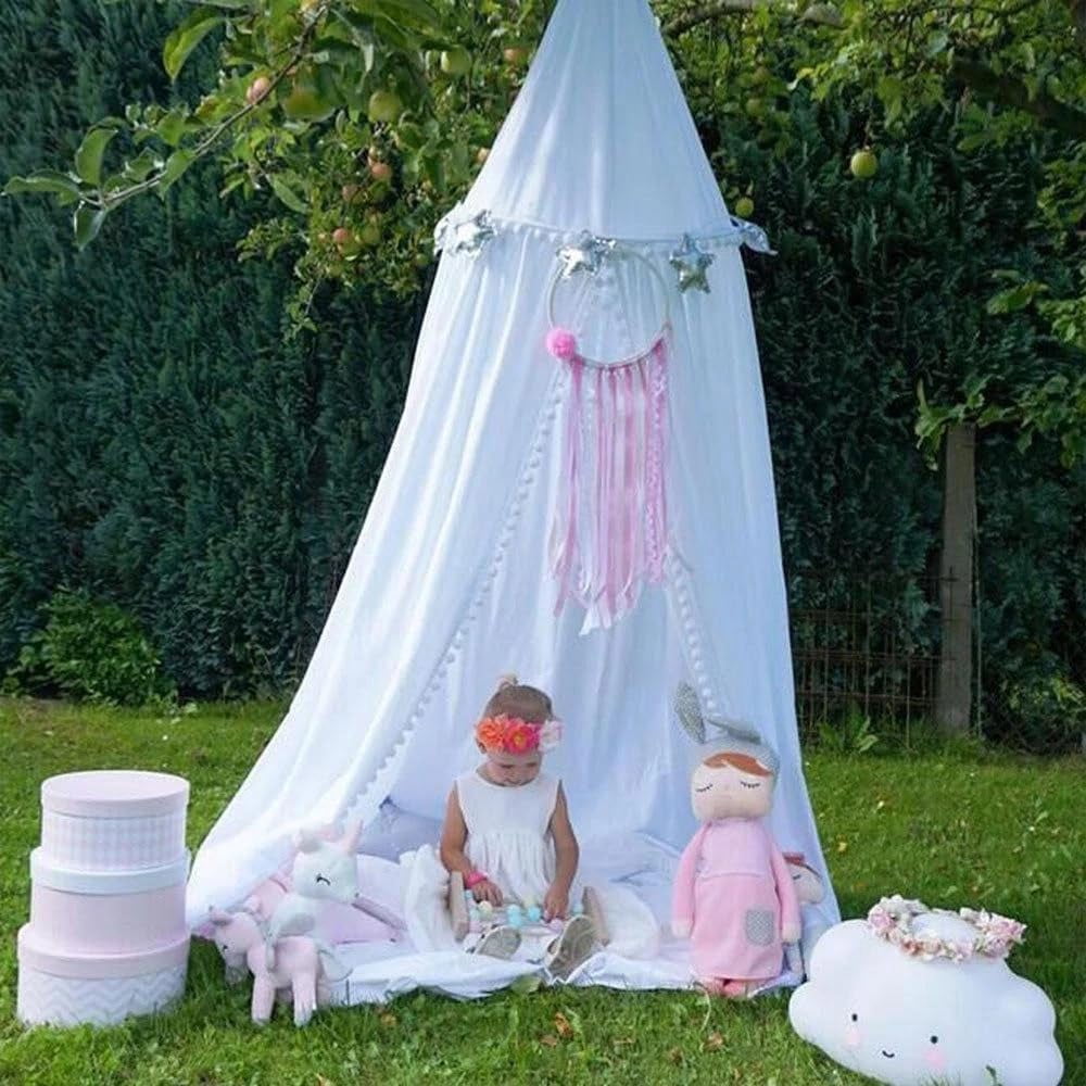 HYGRAD BUILT TO SURVIVE Durable Kids Bedroom Canopy Tent, Round Princess Dome Canopy Hanging Netting for Children Reading Nook Room, Nursery Decor, Mosquito Net Protection
