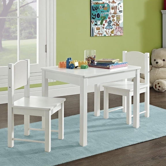 HYGRAD BUILT TO SURVIVE Kids Table and Chair Set, Wooden Toddler Table and 2 Chairs for Arts & Crafts, Snack Time, Children Furniture Set for Daycare, Playroom, Gift for Boys Girls (White)
