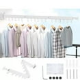 thumbnail image 1 of HYGRAD BUILT TO SURVIVE Space Saving Wall Mounted Clothes Drying Rack, Foldable Laundry Drying Organizer Rack Collapsible, Retractable Outdoor Indoor Hanging Clothes with 18 Hooks - Metal, 1 of 9