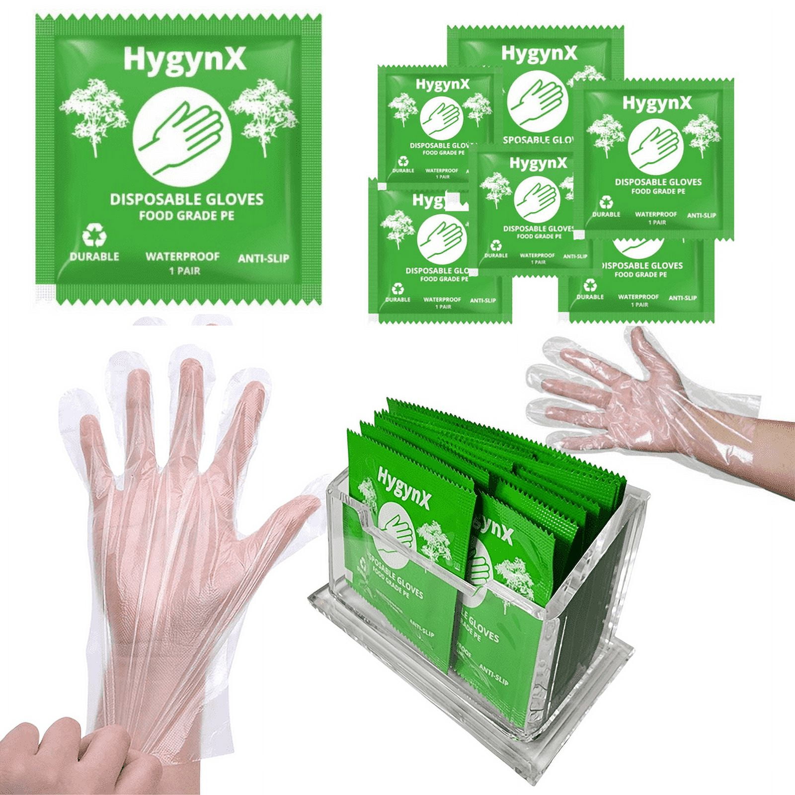 HYGYNX Disposable Table Top Poly Gloves, Individually Wrapped Gloves