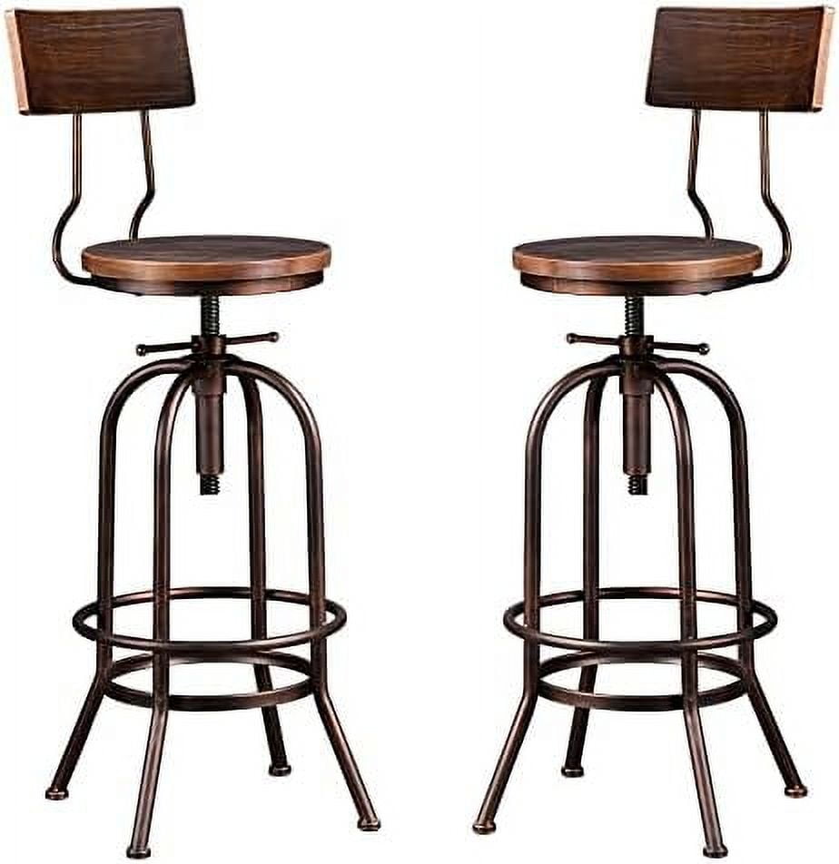 HYHBIBOOM Industrial StoolAdjustable Swivel Round Wood Metal Kitchen