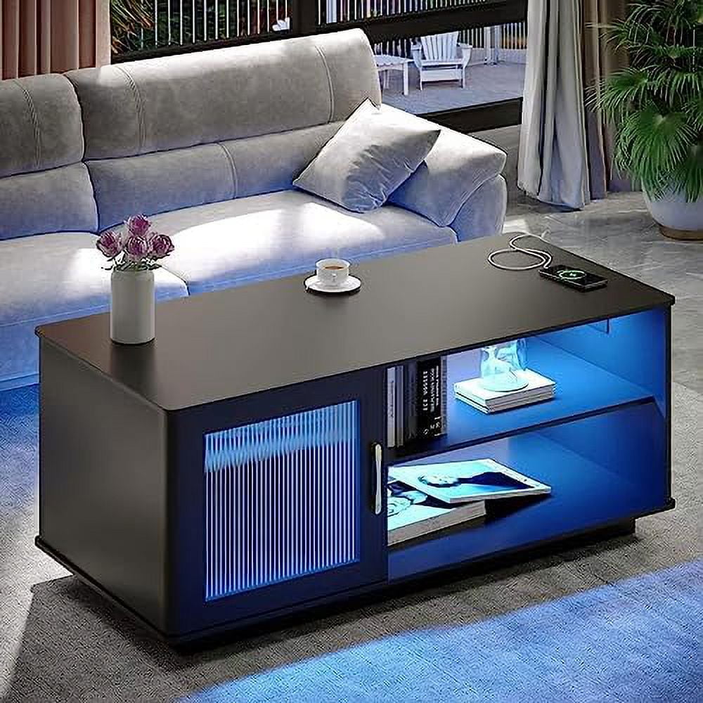 HYHBIBOOM LED for Living Room Center Table with and Charging Station ...