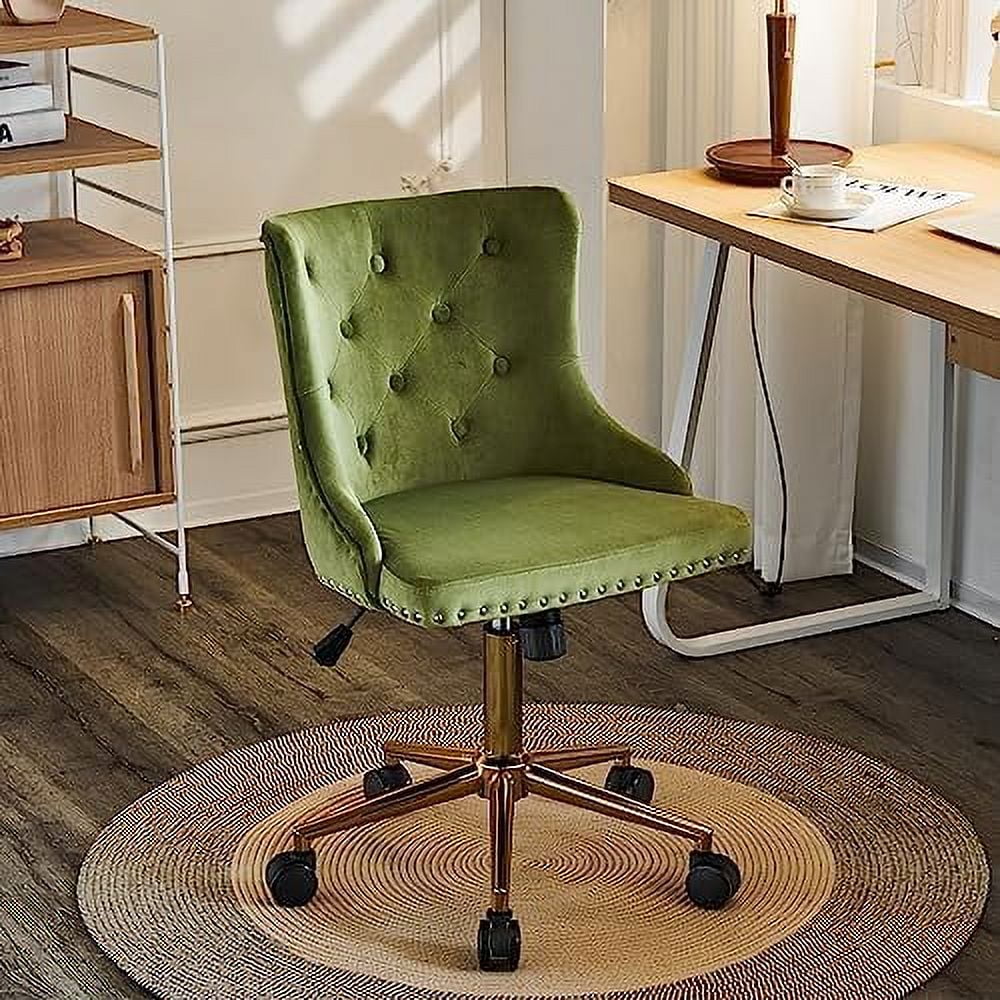 HYHBIBOOM Mauve Armless Home Office Desk Chair with Gold Base/Wheels