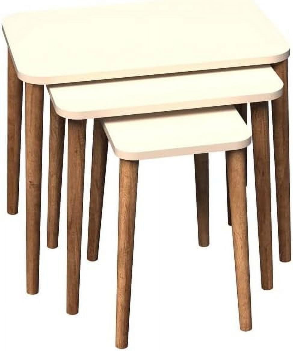 HYHBIBOOM Nesting with Wooden Legs Rectangular Set of 3 End Tables for Living Room Stacking Side ...