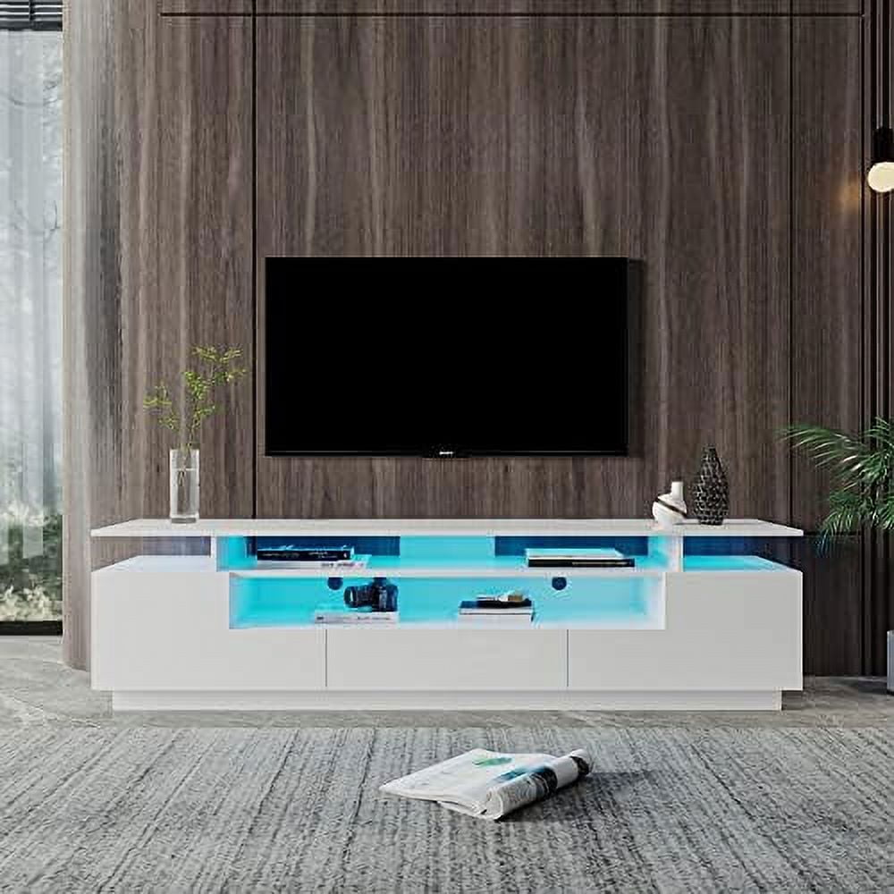 HYHOME LED TV Stand Modern High Gloss TV Console with 20 Color LEDs ...