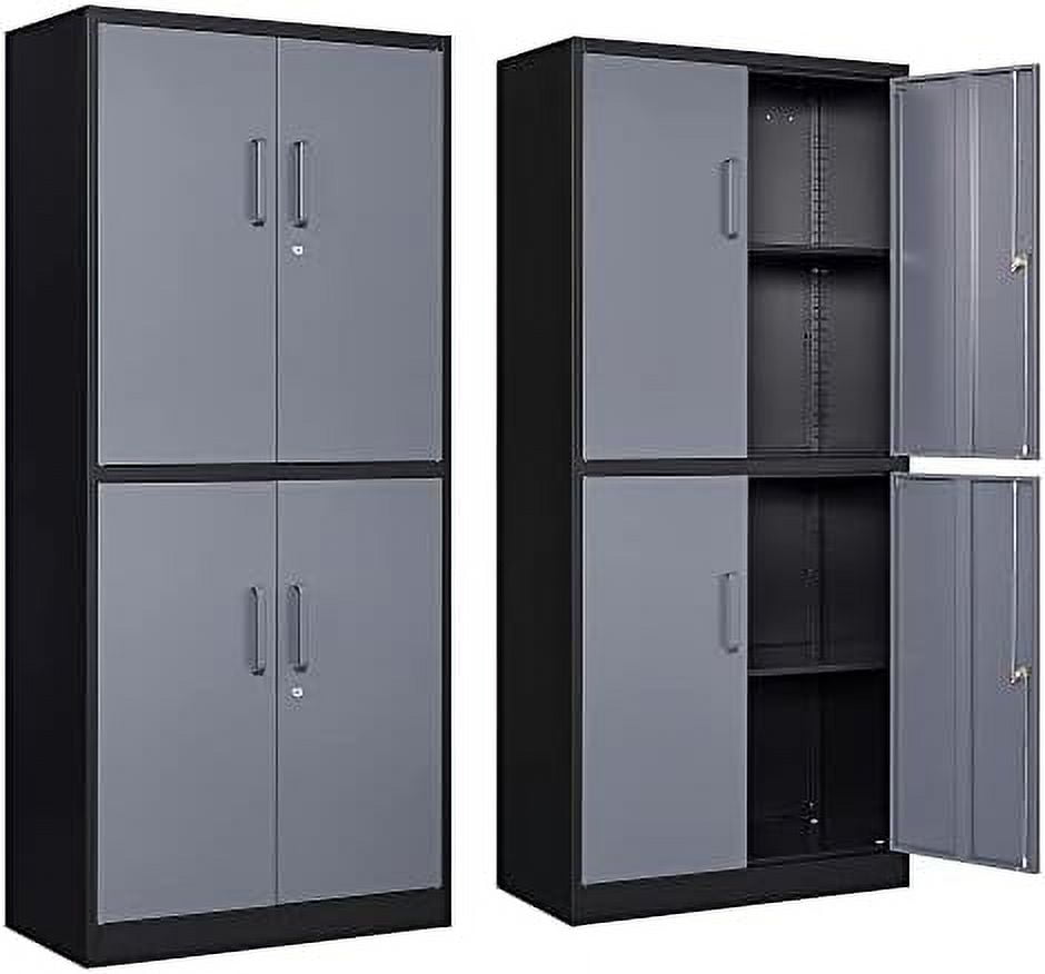 HYHOME Metal with Locking Doors&2 Adjustable Shelves Lockable Steel Office