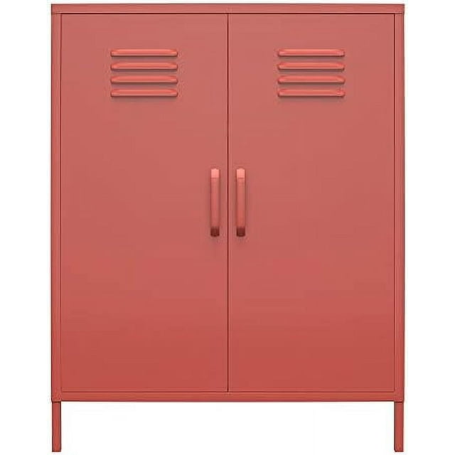 Hyhome Shadwick 2 Door Metal Locker Style Accent Cabinet Black 