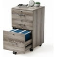 thumbnail image 1 of HYJY 3-Drawer File Cabinet with Lock, Wood Rolling Filing Cabinets for Home Office, Mobile Printer Stand, Under Desk File Organizer for Letter Sized Files, 26" H(Caster Included),Gray Oak, 1 of 18