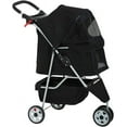 thumbnail image 1 of HYJY 3 Wheels Pet Stroller Dog Cat Cage Jogger Stroller for Medium Small Dogs Cats Travel Folding Carrier Waterproof Puppy Stroller with Cup Holder & Removable Liner,Black, 1 of 7