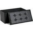 thumbnail image 1 of HYJY 30 inches Folding Ottoman with Storage, Bedroom Footrest Bench, Rectangle Sotrage Chest for Living Room Entryway, 30"x15"x15", 85L, Faux Leather, Black, 1 of 13