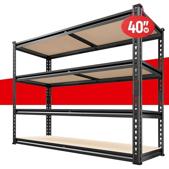 HYJY 40" W Garage Shelving 2000LBS Storage Shelves Adjustable Metal Shelving Heavy Duty 4 Tier Garage Shelves 60" H Metal Shelves for Closet Pantry Kitchen Warehouse 40" W × 20''D × 60''H