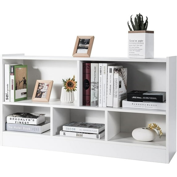 HYJY 5 Cube Bookcase, 2 Tier Wooden Storage Open Bookshelf, Multipurpose Display Storage Cabinet for Living Room, Bedroom, Hallway, Kid's Playroom, Reading Nook (White)