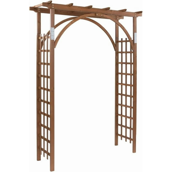 HYJY 7 Ft Wooden Garden Arbor Arch, Fir Wood Arbour Trellis, Pergola Archway for Wedding Ceremony Decoration Pergola Plant Climbing Rose Vines Lawn Courtyard Patio Dark Brown