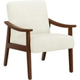 thumbnail image 1 of HYJY Corduroy Accent Chair, Mid-Century Modern Armchair with Solid Wood Legs, Reading Leisure Chair with High Back for Living Room Bedroom Waiting Room Beige, 1 of 18