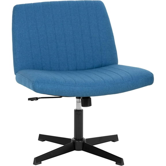 HYJY Criss Cross Chair Armless Office Chair No Wheels Modern Swivel Height Adjustable Ergonomic Desk Chair with Wide Seat Computer Task Vanity Chair for Home Office,Blue