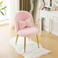 thumbnail image 1 of HYJY Fluffy Girls Vanity Chair with Back & Pillow,Cute Small Cozy Desk Chair No Wheels,Comfy Makeup Ch with Ajustable Gold Legs,for Bedroom,Living Room,Small Space,Pink, 1 of 18
