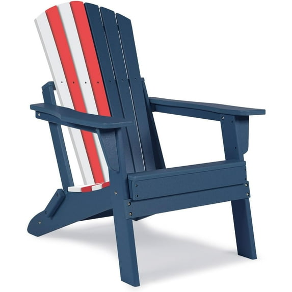 HYJY Folding Adirondack Chair HDPE Outdoor All-Weather Chair for Patio, Garden, Backyard, Lawn, Fire Pit, Red&White&Blue