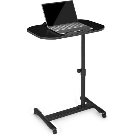 HYJY Height Adjustable Rolling Desk Mobile Portable Laptop Stand Cart Small Sit Standing Desk Computer Table Workstation for Home Office, Black(Stander)