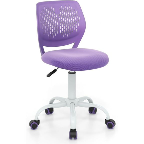 HYJY Kids Desk Chair, Adjustable Children Study Chair, Swivel Armless Mesh Task Office Chair, Computer Desk Chair with Adjustable Height & Lumbar Support (Purple)