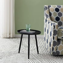 HYJY Kings Brand Furniture – Round Metal Side End Table, Nightstand Accent Table, Pedestal Plant Stand for Bedroom Living Room, Black