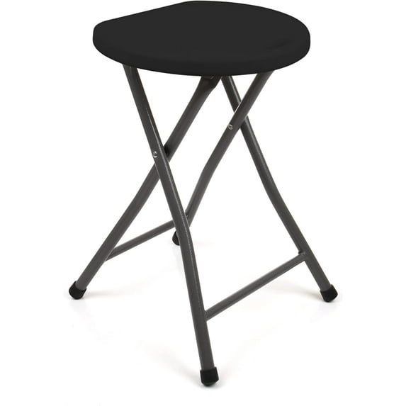 HYJY Metal Folding Stools, Heavy-Duty Backless Portable Chairs for Adults, 330Lbs Capacity for Kitchen, Rec Room, Camping, 18.5" Height Portable Bar Stool for Indoor Outdoor Use, Non-Slip, Black