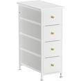 thumbnail image 1 of HYJY Narrow Dresser Storage Tower with 4 Drawers, Slim Dresser Chest of Drawers with Steel Frame, Wood Top, Golden Knobs, for Bedroom, Bathroom, Small Spaces, Laundry, Closet, White, 1 of 14