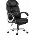 thumbnail image 1 of HYJY Office Chair High Back Computer Desk Chair, PU Leather Adjustable Height Modern Executive Swivel Task Chair with Padded Armrests and Lumbar Support (Black), 1 of 16