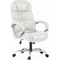 thumbnail image 1 of HYJY Office Chair High Back Computer Desk Chair, PU Leather Adjustable Height Modern Executive Swivel Task with Padded Armrests and Lumbar Support (White), 1 of 8