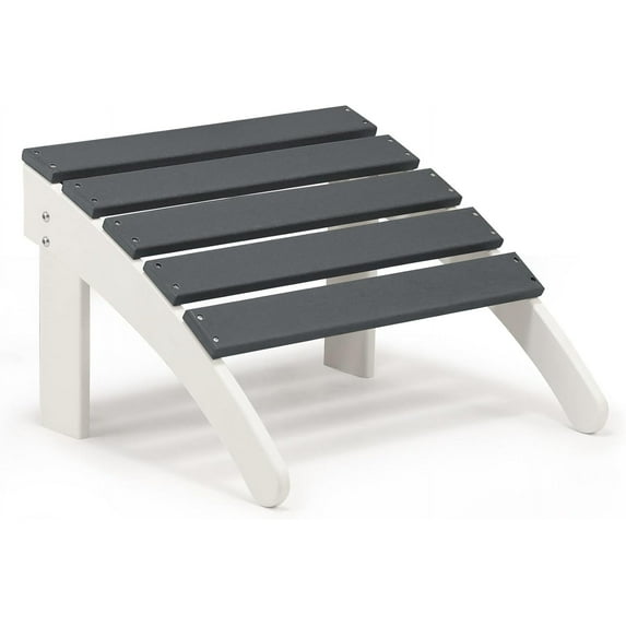 HYJY Outdoor Adirondack Ottoman - Weather-Resistant HDPE Patio Footrest for Ultimate Relaxation(Grey)
