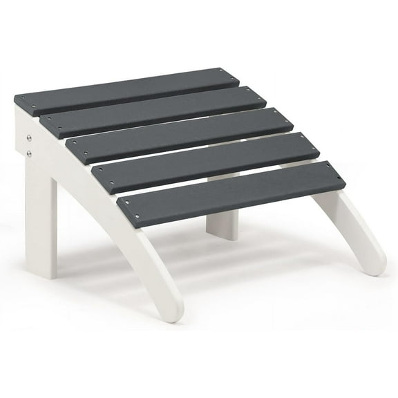 HYJY Outdoor Adirondack Ottoman - Weather-Resistant HDPE Patio Footrest for Ultimate Relaxation(Grey)