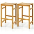 thumbnail image 1 of HYJY Outdoor Wood Bar Stools Set of 2, Patio Bar Stools with Ergonomic Seat & Comfortable Footrest, Acacia Wood Bar Stools, 30-Inch Bar Height Stools for Garden Deck Balcony Poolside, 1 of 9