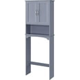 thumbnail image 1 of HYJY Over The Toilet Bathroom Cabinet with 2 Doors & Adjustable Shelf, Free Standing Toilet Rack Space-Saving, L24.5xW9xH66 Inches, Grey, 1 of 18