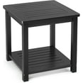 thumbnail image 1 of HYJY Patio Small Side Table, Acacia Wood 18 inch Double-Deck Coffee Table with Storage Tier for Living Room, Garden, Balcony, Porch, Deck (Black), 1 of 9