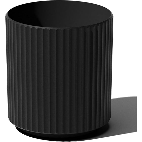 HYJY Planter - Large Round Planter for Indoor or Outdoor Patio/Balcony | Made from Plastic & Concrete with Drainage Holes | Modern Décor for Flowers, Trees, Tall Plants (12 Inch Black)