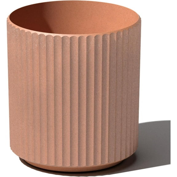 HYJY Planter - Large Round Planter for Indoor or Outdoor Patio/Balcony | Made from Plastic & Concrete with Drainage Holes | Modern Décor for Flowers, Trees, Tall Plants (12 Inch Terracotta)