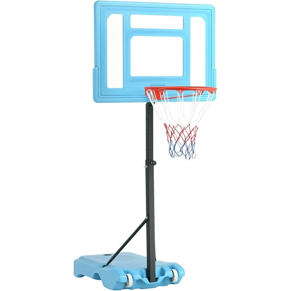 HYJY Poolside Basketball Hoop Stand, 36.5"-48.5" Height Adjustable Portable Hoop System w/Clear Backboard & Fillable Base for Whole Family (Multi)