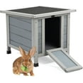 thumbnail image 1 of HYJY Rabbit Hutch, Outdoor Cat House Weatherproof, Bunny Cage Indoor with Openable, Portable Small Animals Shelters with Nonslip Ramp for Hideout Rabbits/Feral Cats/Chicken/Duck/Small Animals-Gray, 1 of 18