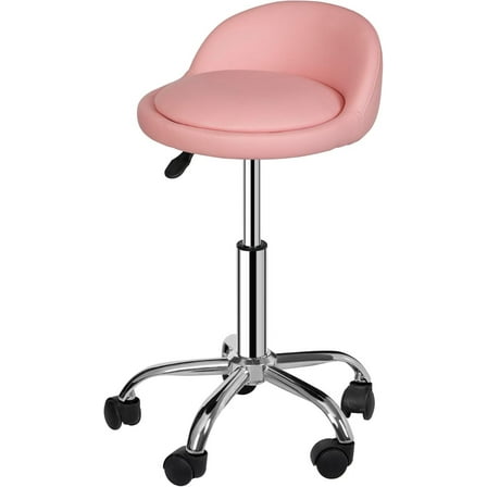 HYJY Rolling Stool, Height Adjustable Swivel Salon Stool Chair for Work Office Heavy Duty Task Chairs with Wheels, Pink