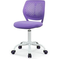HYJY Small Home Office Desk Chair, Swivel Rolling Study Computer Chair, Adjustable Height Task Chair with Armless Mid Back, Upholstered Mesh Seat, Purple