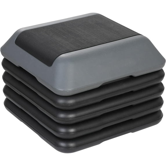 HYJY Step Aerobic Platform,16" x 16" Step Adjustable High Step Aerobic Platform with 6"- 8"-10"-12", Home Gym Exercise Fitness Workout Equipment (Black)