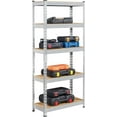 thumbnail image 1 of HYJY Storage Shelves 5 Tier Garage Shelving Heavy Duty Garage Shelves Adjustable Metal Shelving Unit Utility Rack Industrial Shelving for Warehouse Pantry Closet, 27.5" W x 12" D x 60" H, Silver, 1 of 18
