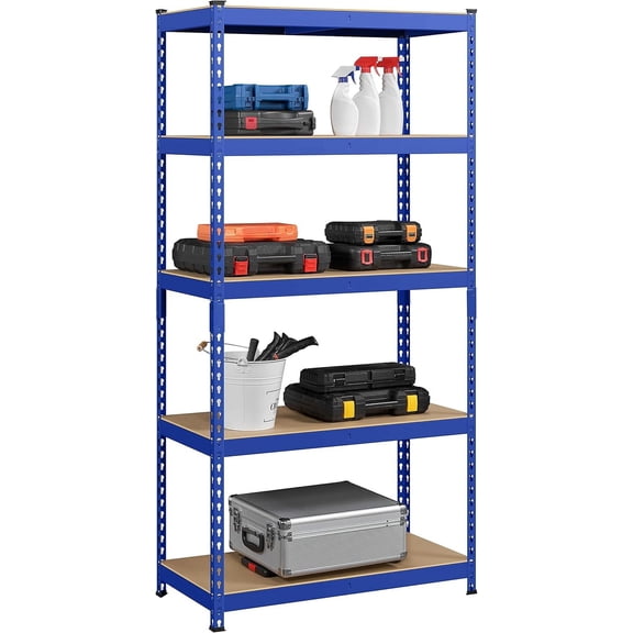 HYJY Storage Shelves 5 Tier Garage Shelving Heavy Duty Garage Shelves Adjustable Metal Shelving Unit Utility Rack Industrial Shelving for Warehouse Pantry Closet, 35.5″W × 17.5″D × 72″H, Blue